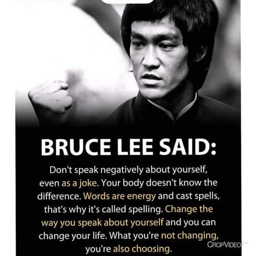 picture of the master and a quote by Bruce Lee