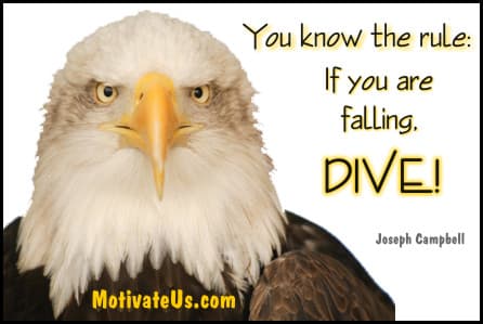 inspirational quote: You know the rule: If you're falling, dive!