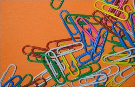 paperclips of all colors, used as symbols of hugs, kisses, good luck 