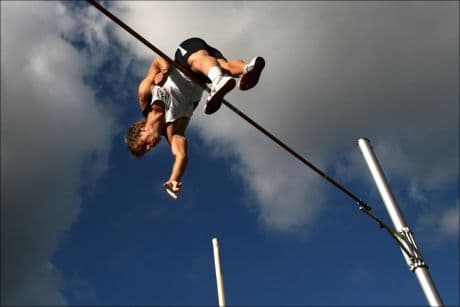 pole vaulter doing what looks impossible.
