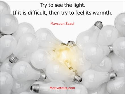 A Picture: (Lightbulbs One Is Lit with The Quote:  quote1 on it.