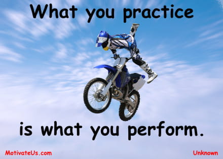 A Picture: (Guy On Motorcyle-tricks with The Quote:  quote1 on it.