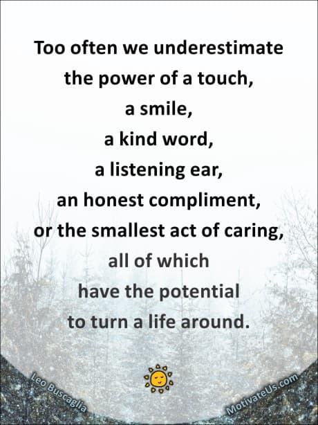 forest scene with a quote by Leo Buscaglia 