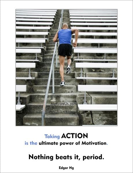 A Picture: (Runner Taking The Steps In A Stadium with The Quote:  quote1 on it.