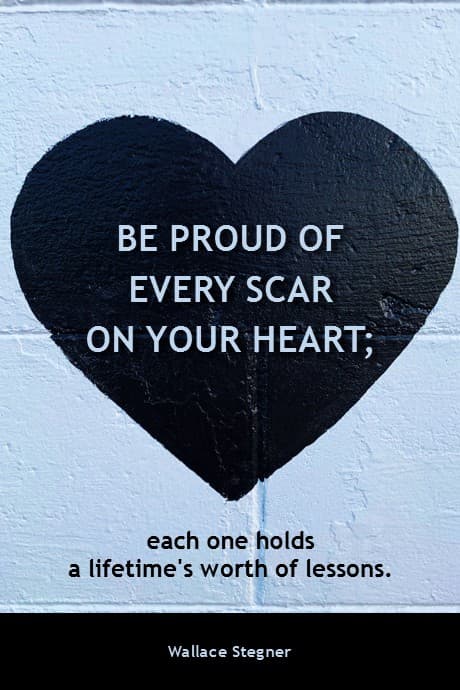 quote by Wallace Stegner about being proud of your heart scars