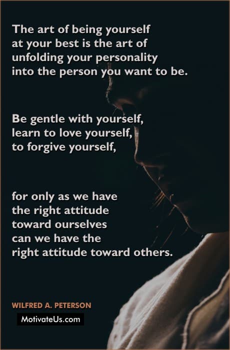 person in silhouette and a quote by Wilfred A. Peterson