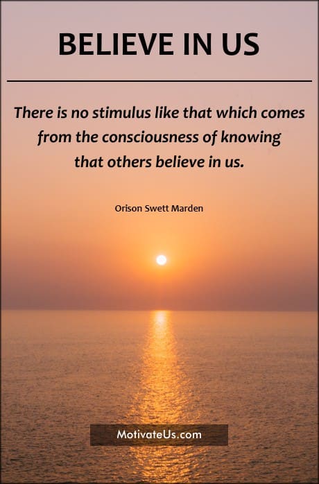 beautiful orange sunrise and a quote from Orison Swett Marden
