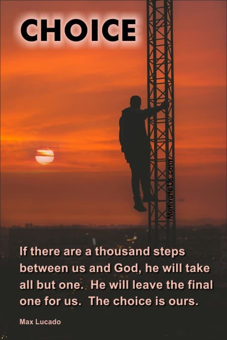 man climbing a tall ladder looking at the sunset