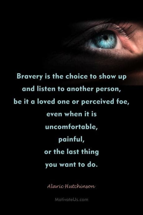 quote about bravery on a black background