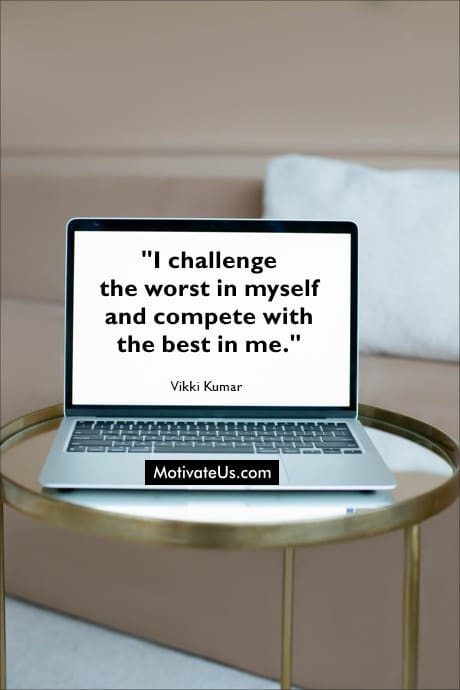 laptop screen and a quote about who is your competition by Vikki Kumar