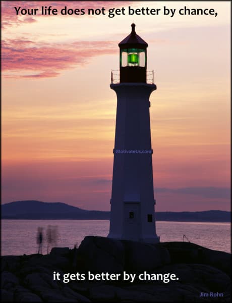 A Picture: (Lighthouse On Rocky Shoreline At Sunset with The Quote:  quote1 on it.