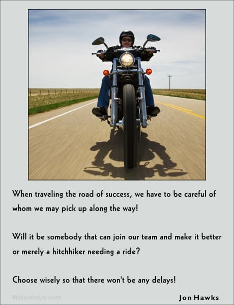 A Picture: (Man On A Motorcyle On The Open Road with The Quote:  quote1 on it.