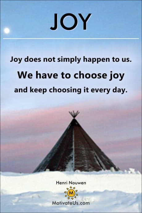 Choosing Joy Every Day tee pee in snow