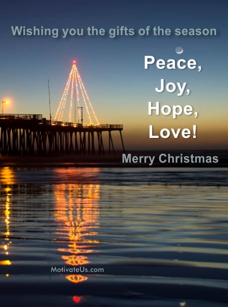 Big Christmas tree on a pier all lit up