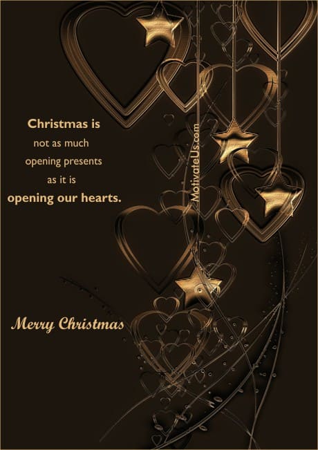beuatiful gold hearts and a quote about Christmas