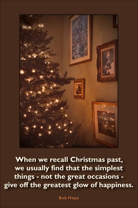 old fashioned tree with older pictures on the wall and a quote from Bob Hope
