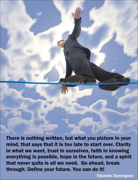 A Picture: (Man On A Tightrope with The Quote:  quote1 on it.