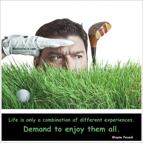 A Picture: (Golfer Loooking For A Ball with The Quote:  quote1 on it.