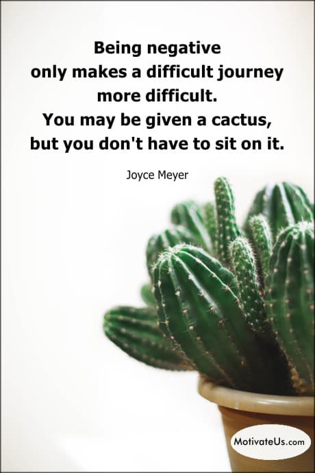 cactus in a pot and a quote by Joyce Meyer