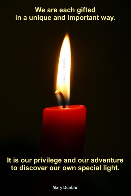 flame of a candle and a quote by Mary Dunbar