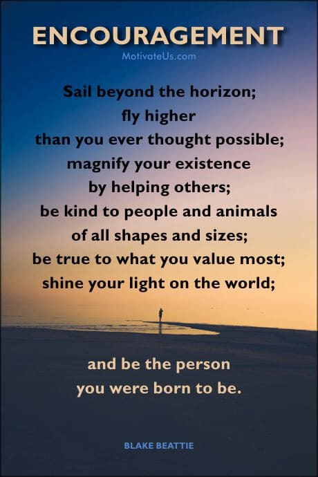 person standing on the shoreline and a quote by Blake Beattie