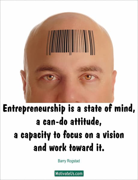 A Picture: (Man With A Barcode On His Forehead with The Quote:  quote1 on it.