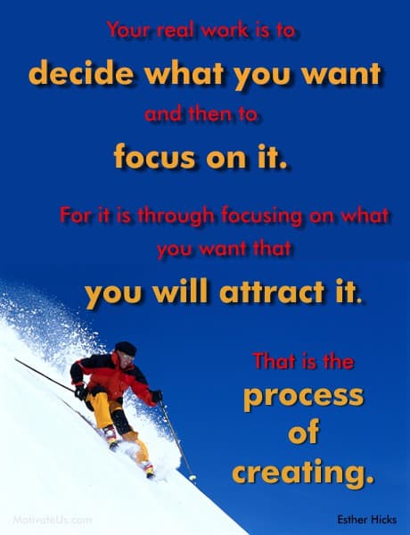 A Picture: (Man Skiing Downhill, Fast with The Quote:  quote1 on it.