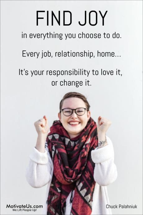 picture of a woman looking joyful and motivational quote on it