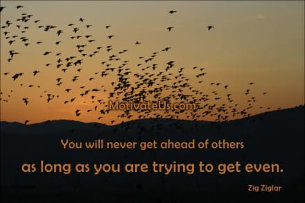 flocks of birds against a sunset and a quote by Zig Ziglar