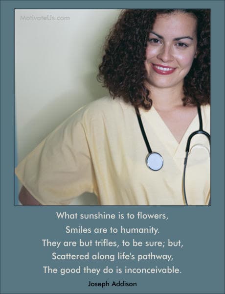 A Picture: (Doctor Or Nurse Smiling with The Quote:  quote1 on it.