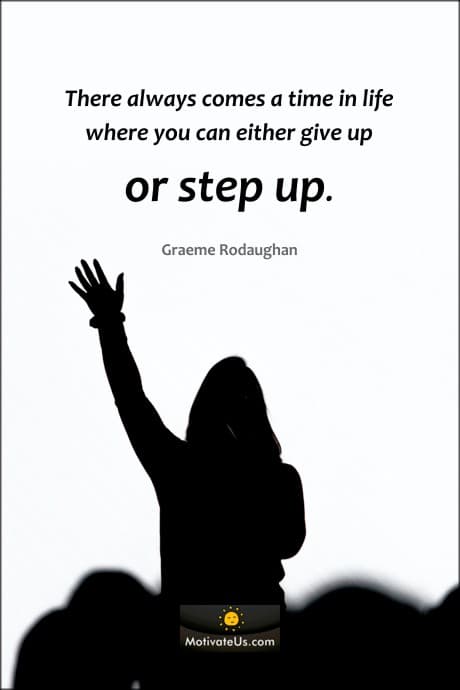 a silhouette of a person raising a hand and quote by Graeme Rodaughan