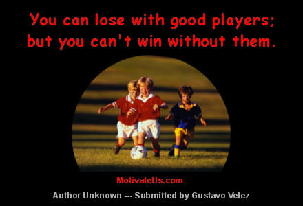 A Picture: (Kids Playing Soccer with The Quote:  quote1 on it.