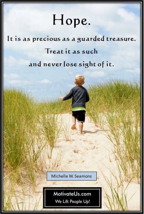 little child running on the beach with a quote by Michelle Seamons
