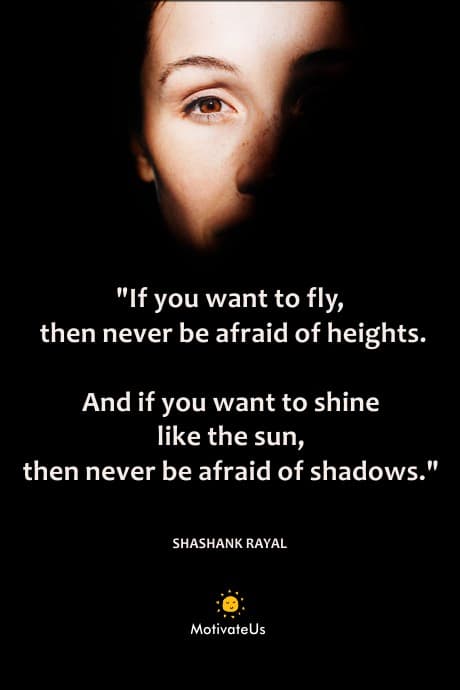picture of a face peeking out of a shadow and a quote by Shashank Rayal