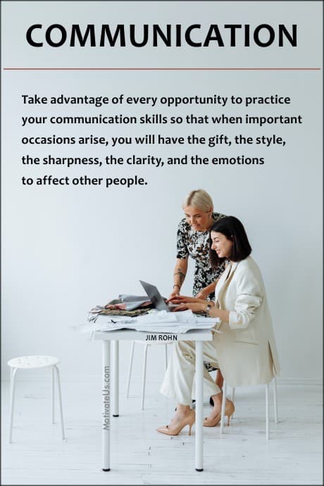 two women at work with a quote by Jim Rohn