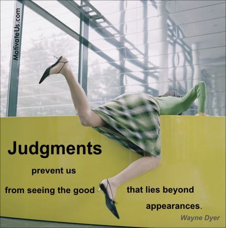 A Picture: (Woman Going Over A Cube with The Quote:  quote1 on it.