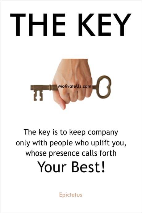 hand holding a key and a quote from Epictetus