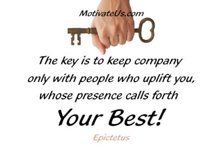 A Picture: (Hand Holding A Key with The Quote: quote1 on it.