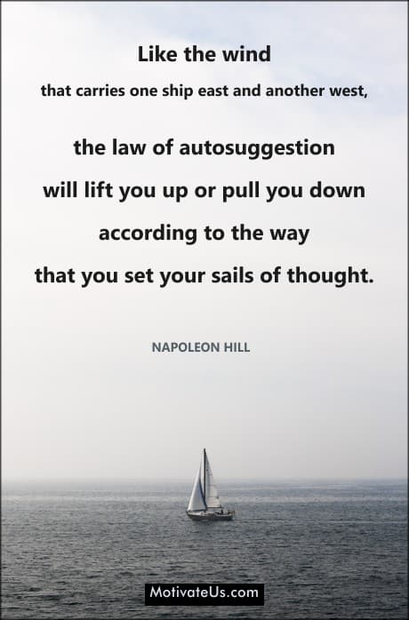 sailboat and a quote by Napoleon Hill