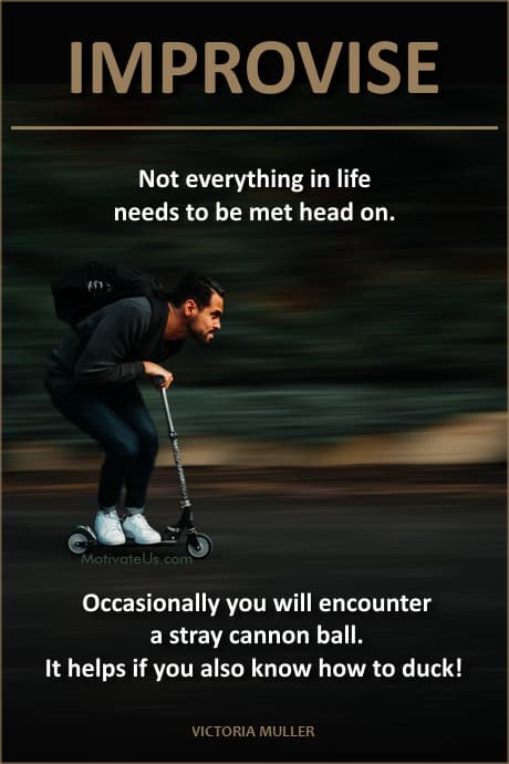 person on a scooter and a quote by Victoria Muller