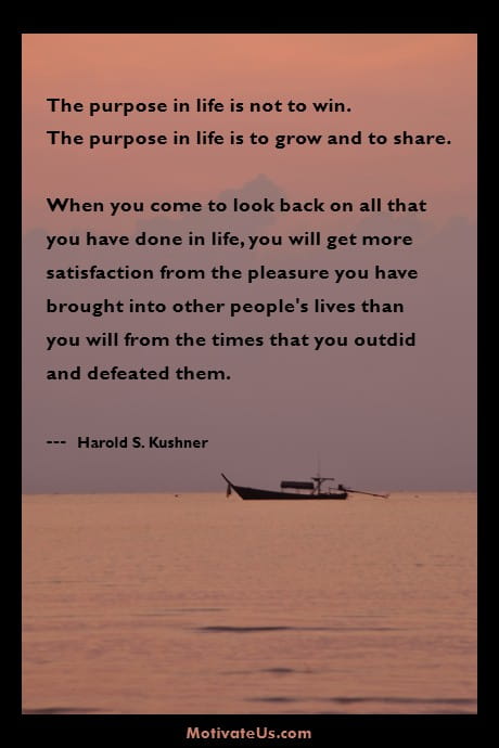 quote from Harold S. Kushner against the backdrop of a boat in the foggy sea