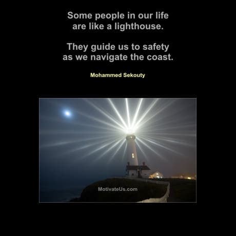 A Picture: (Shining Lighthouse with The Quote:  quote1 on it.