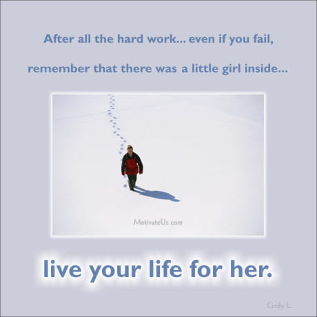 A Picture: (Woman Walking Alone In Snow with The Quote:  quote1 on it.