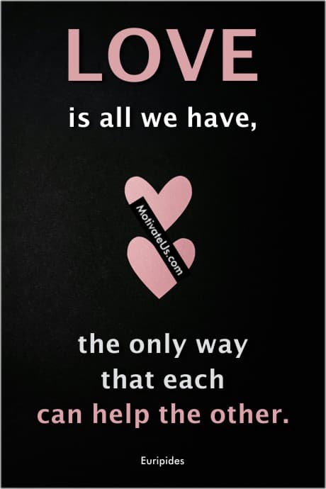 two pink hearts and a quote by Euripides