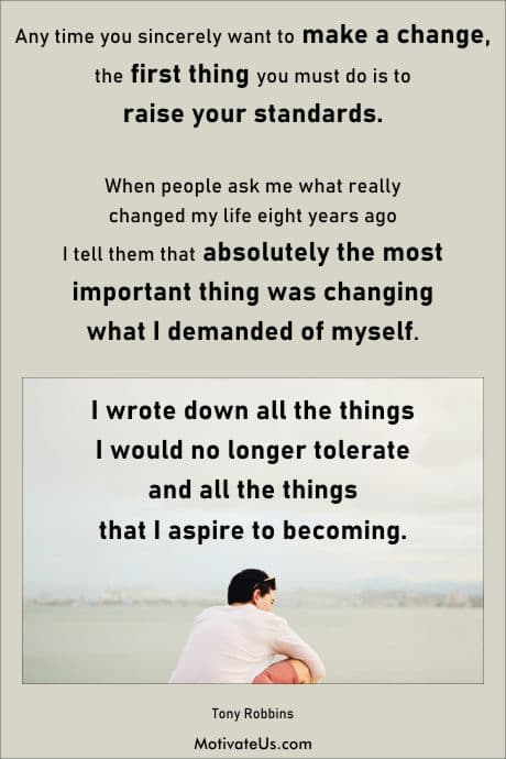 picture of a man sitting alone with a quote about making a change.