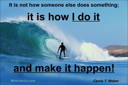 A Picture: (Man Surfing with The Quote:  quote1 on it.