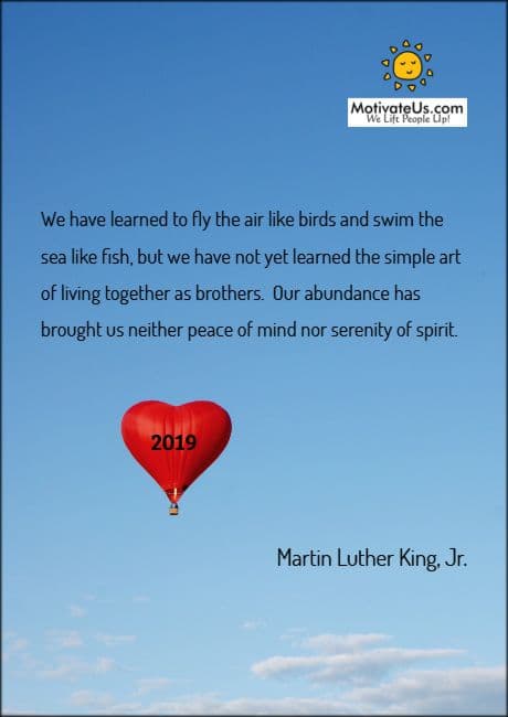 picture of a heart shaped hot air balloon with a quote from Martin Luther King, Jr.