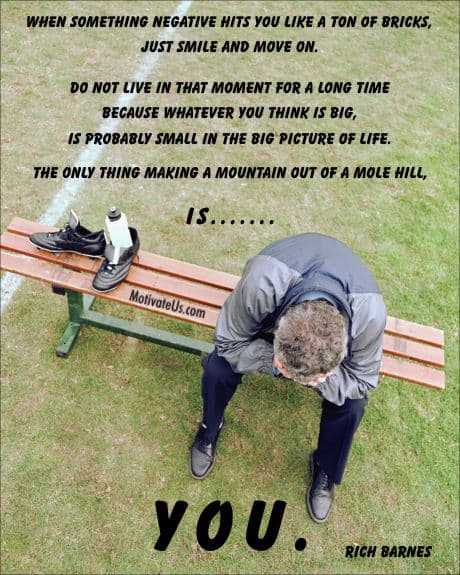 A Picture: (Head Down While Sitting On Beanch with The Quote:  quote1 on it.