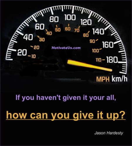 picture of speedometer and a quote by Jason Hardesty