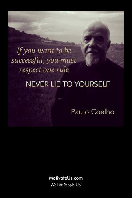 Picture of Paulo Coelho with a quote about success